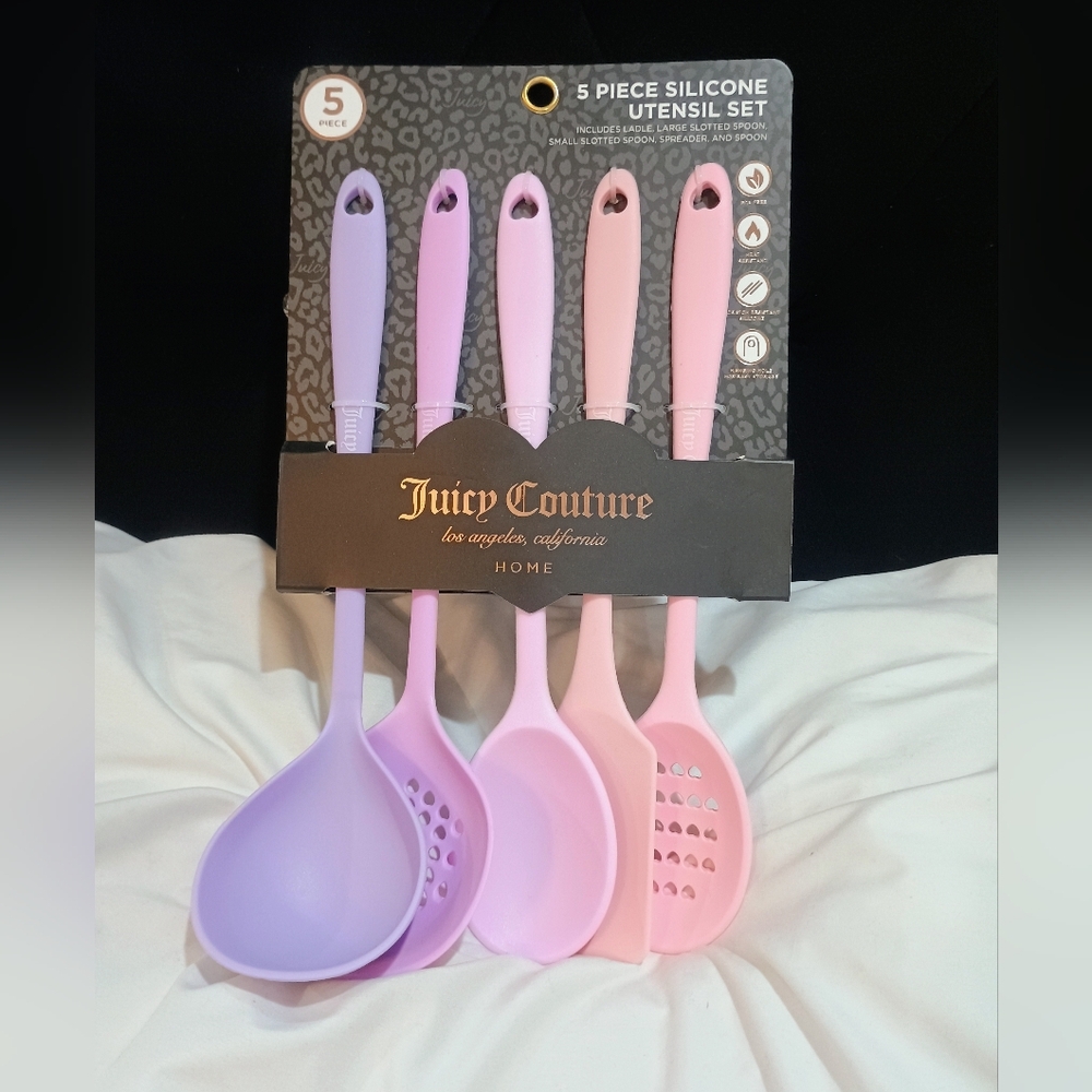 Juicy Couture Pink & Purple 5 Piece Silicone Cooking Utensil Set - Picture 2 of 3